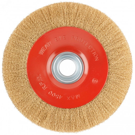 Корщетка-колесо, стальная латунированная волнистая проволока 250 мм