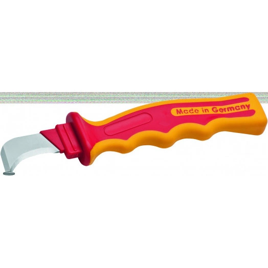 Нож для снятия изоляции с пяткой VDE 1000В 40х195 мм, рукоятка SoftGripp