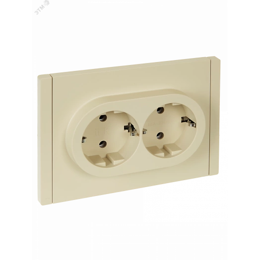 FORTE&PIANO Розетка 2-местная с заземлением без защитных шторок безвинтовое крепление 16А FP424 ваниль IEK
