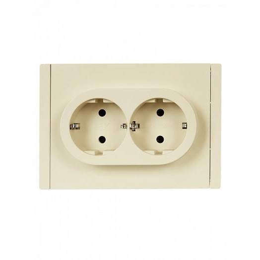FORTE&PIANO Розетка 2-местная с заземлением без защитных шторок безвинтовое крепление 16А FP424 ваниль IEK