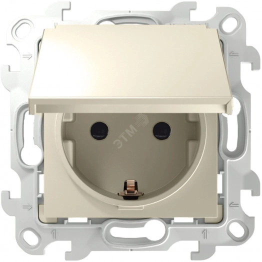 Розетка 2К+З Schuko IP44, слоновая кость