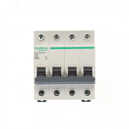 Выключатель автоматический четырехполюсный (АВ) С 10А 4P 6kA 400В City9 Set