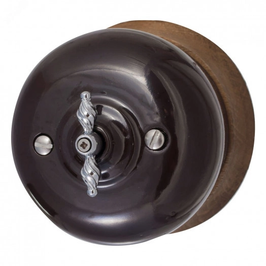 Выключатель 1клавишный проходной Фаберже, керамика, цвет коричневый