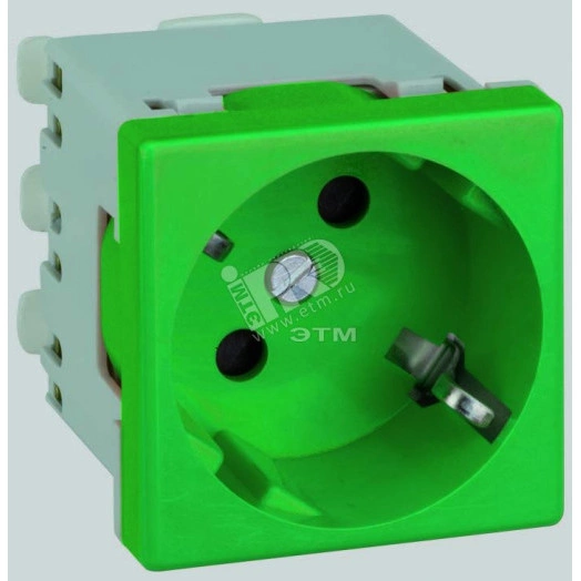 Connect Розетка с заземлением 16А 250В 45х45мм безвинтовые клеммы SC зелёный
