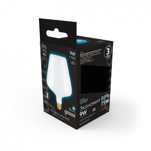 Лампа светодиодная филаментная LED 9 Вт 890 лм 4100К AC185-265В E27 V160 нейтральный матовая колба Black Filament Gauss