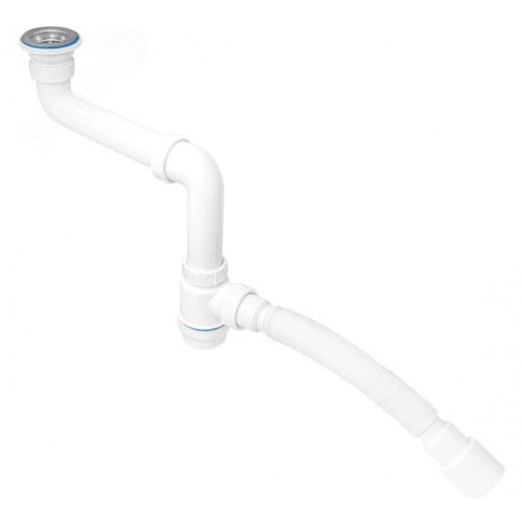 Сифон для умывальника 1 1/2'х40, со смещением (нержавеющей решеткой) с гофротрубой 40х40/50