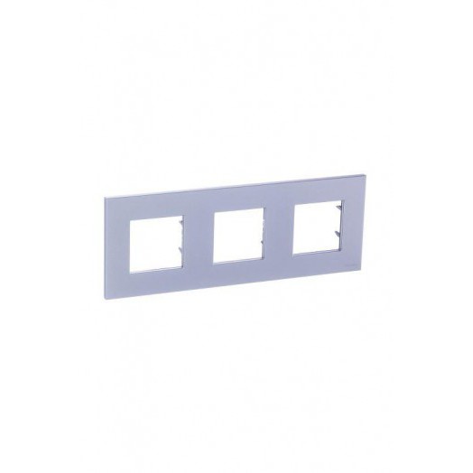 Рамка 3-м 6мод. Zenit серебристый ABB 2CLA227300N1301