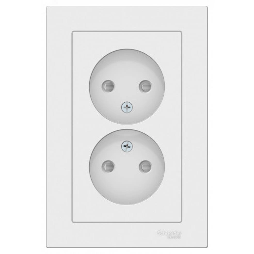 ATLASDESIGN РОЗЕТКА двойная без заземления со шторками,16А, в сборе, ЛОТОС