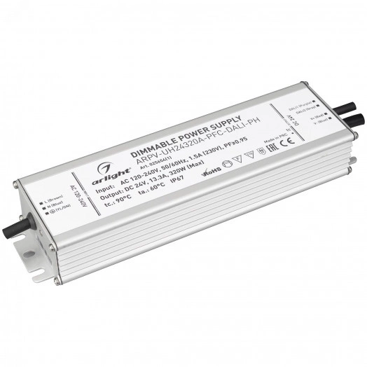 Блок питания ARPV-UH24320A-PFC-DALI-PH (24V, 13.3A, 320W) (ARL, IP67 Металл, 7 лет)