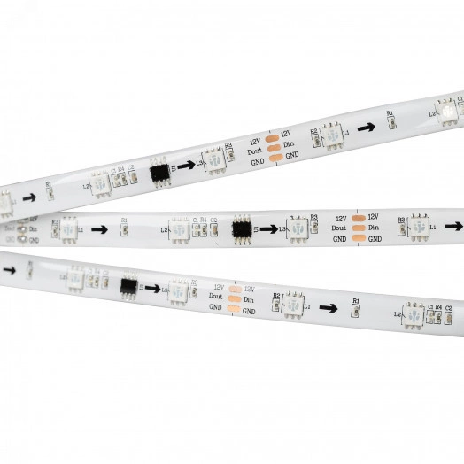 Лента герметичная SPI-SE-B30-10mm 12V RGB-PX3 (7.2W/m, IP65, 5060, 5m) (, Закрытый, IP65)