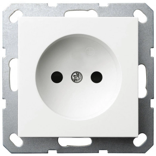 Розетка без заземления с защитными шторками 16A 250V~ 2P, цвет белый глянцевый