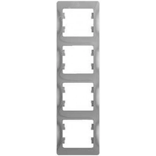 GLOSSA Рамка 4 поста вертикальная алюминий