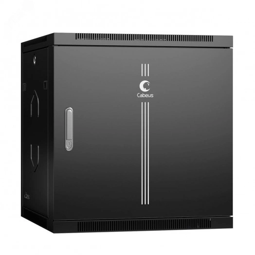 Шкаф телекоммуникационный настенный разобранный 19'' 12U 600x600x635mm (ШхГхВ) дверь металл цвет черный (RAL 9004)