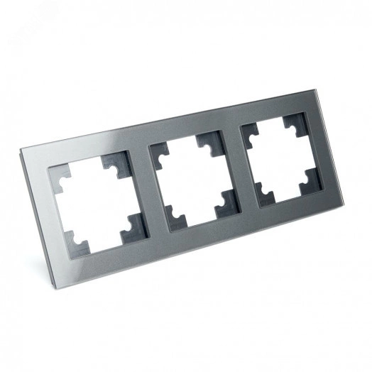 Рамка трехместная горизонтальная, Катрин, графит,