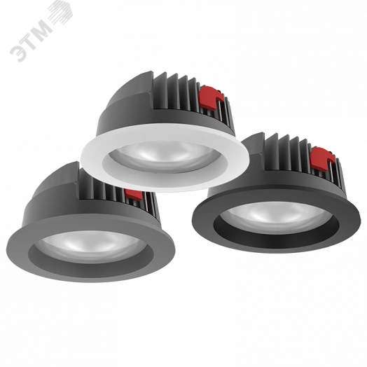 Светильник светодиодный DL-PRO круглый встраиваемый 183*80мм 35W 4000K IP65 диаметр монтажного отверстия 160-175мм черный RAL9005