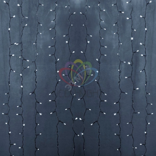 Гирлянда светодиодный Дождь 2х6 м, постоянное свечение, прозрачный провод, 230 В, диоды белые