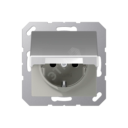 Штепсельная розетка SCHUKO 16A 250V алюминий с    крышкой