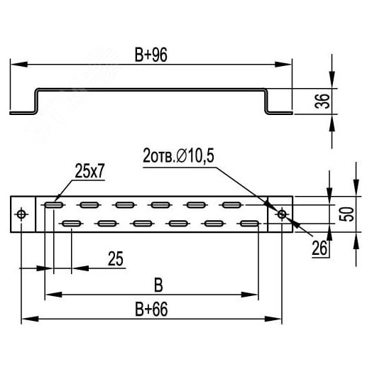 Скоба ТМ 100 для вертикального монтажа осн.100 мм, цинк-ламельная