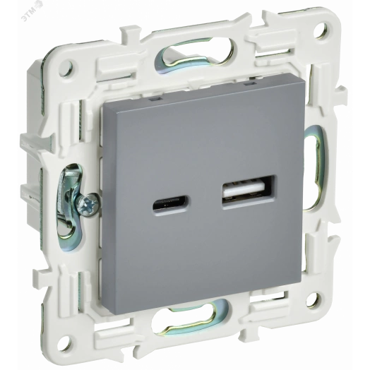 SKANDY Розетка USB A+C 3,1А SK-R14Gr серый IEK