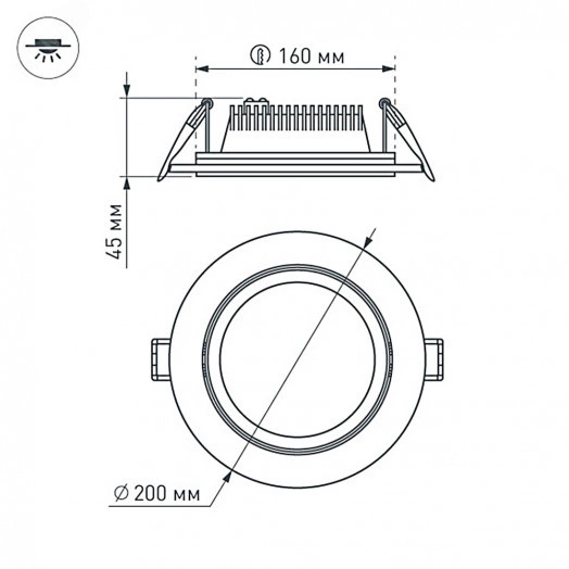 Светодиодная панель LT-R200WH 16W Day White 120deg (ARL, IP40 Металл, 3 года)