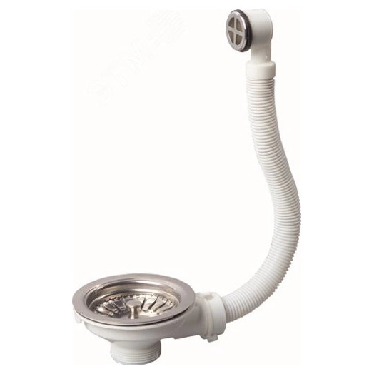 Выпуск для мойки чаша D90 мм из нержавеющей стали с круглым переливом