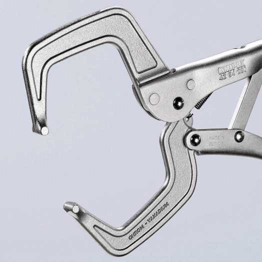 Зажим сварочный для больших заготовок с рёбрами до 40 мм размеры под квадрат 90 мм L-280 мм оцинкованный