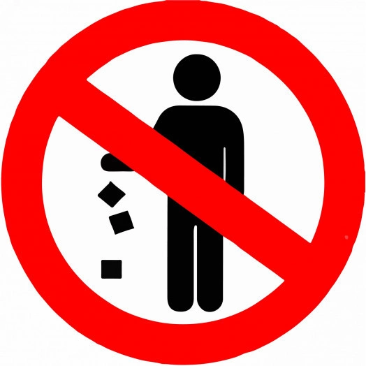 Наклейка запрещающий знак Не мусорить d-150 мм,