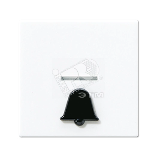 Клавиша с окошком для подсветки и  рельефным символом   звонок   белая