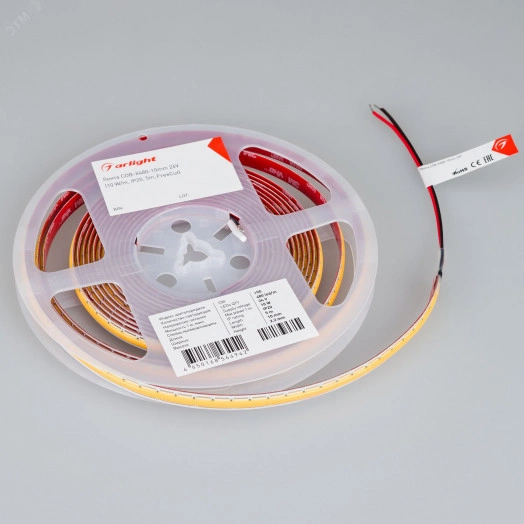 Лента COB-X480-10mm 24V Warm3000 (10 W/m, IP20, 5m, FreeCut) (Arlight, Свободная резка)