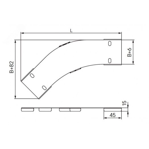 Крышка на угол CPO 45 горизонтальный 45° 150, в комплекте с крепежными элементами и соединительными пластинами, необходимыми длямонтажа, цинк-ламельная
