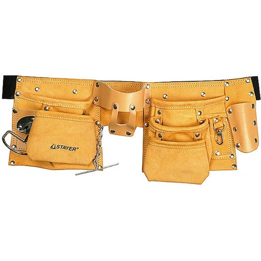 Пояс для инструментов кожаный, 10 карманов