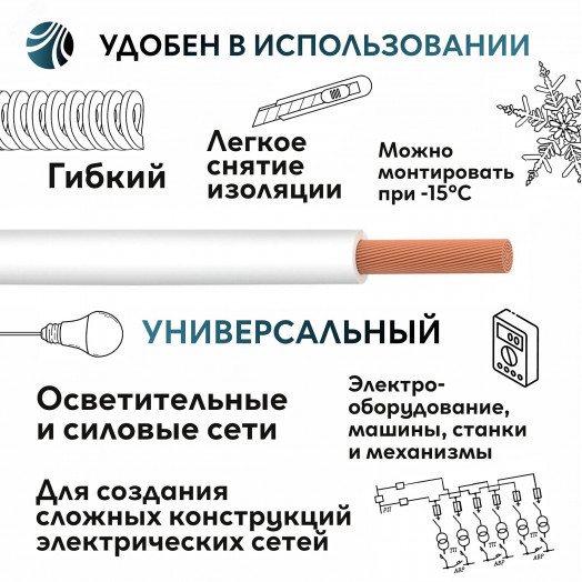 Провод силовой ПуГВнг (А)-LSLTx 1х2.5белый ТРТС