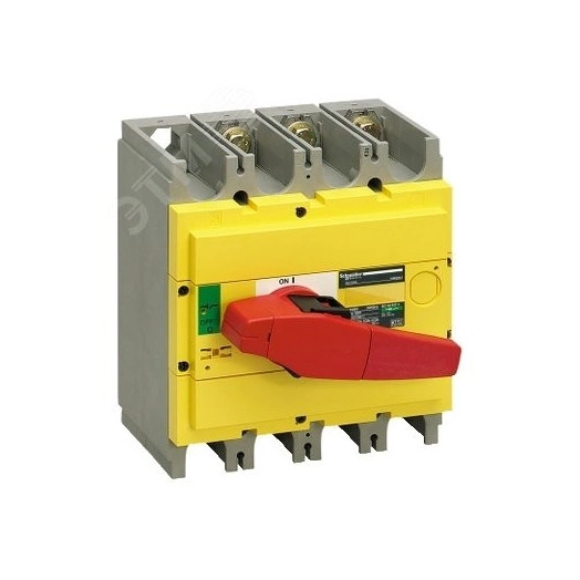 Выключатель-разъединитель INS500 3п красная рукоятка/желтая панель