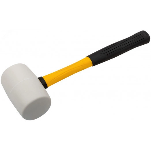 Киянка резиновая белая, фиберглассовая ручка 70 мм (680 гр)