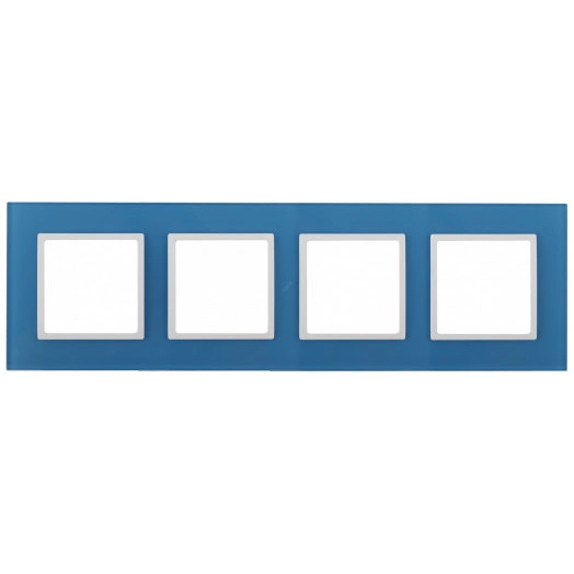 Рамка на 4 поста, стекло, Эра Elegance, голубой+бел, 14-5104-28