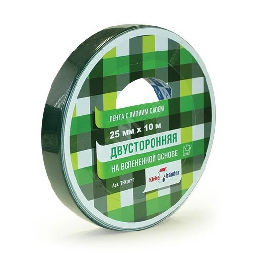 Двухсторонняя клейкая лента на вспененной основе 25мм х 10м Klebebander/6