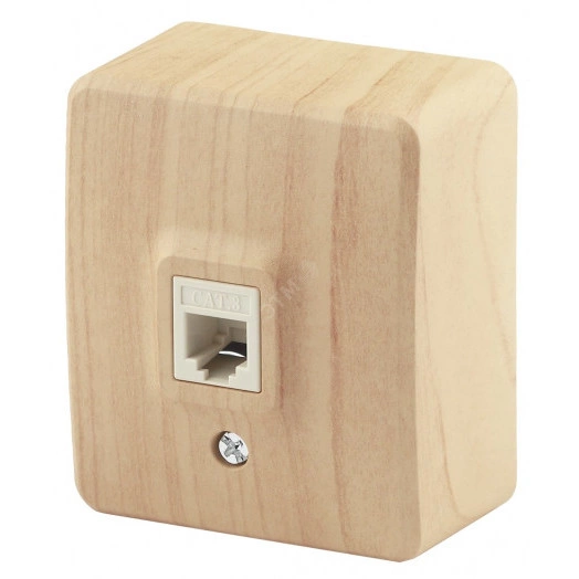 Розетка телефонная RJ11, ОУ, Эра Эксперт, сосна, 11-3202-11