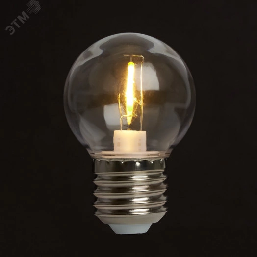Лампа светодиодная LED 2вт Е27 2700К шар филамент