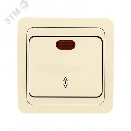 Лондон Выключатель проходной одноклавишный с индикатором 10А бежевый