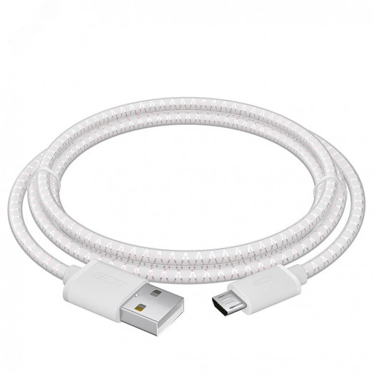 Кабель Micro USB, 1 м., белый-розовый, быстрая зарядка