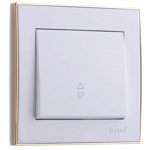 Выключатель RAIN проходной белый с боковой вставкой золото