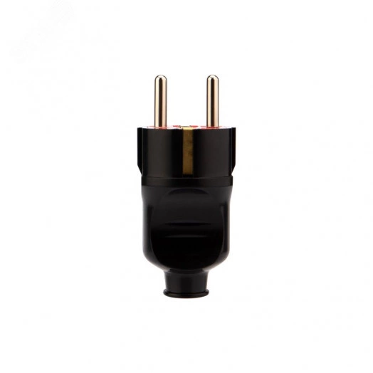 Вилка Евро прямая с з/к 16А усиленная черная REXANT