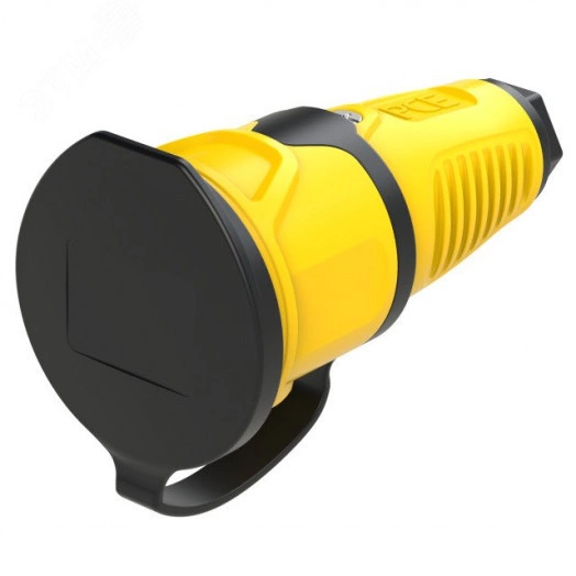 Розетка каб 16A/250V/2P+E/IP54 корпус желтый, крышка и маркер черный