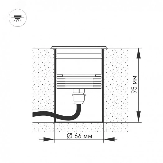 Светильник LTD-GROUND-TILT-R80-9W Warm3000 (SL, 60 deg, 230V) (ARL, IP67 Металл, 3 года)