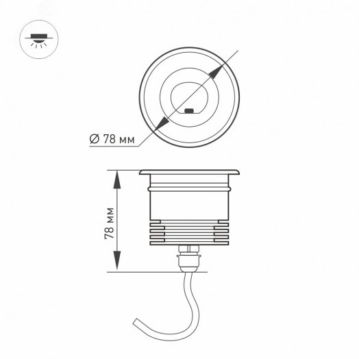 Светильник LTD-GROUND-TILT-R80-9W Warm3000 (SL, 60 deg, 230V) (ARL, IP67 Металл, 3 года)