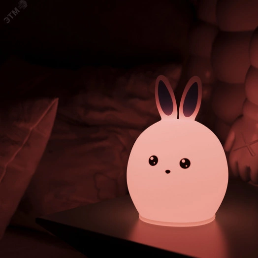 Светильник-ночник светодиодный детский LED 2 Вт модель белый с Li-ion аккумулятором и USB разъемом кролик NN Gauss