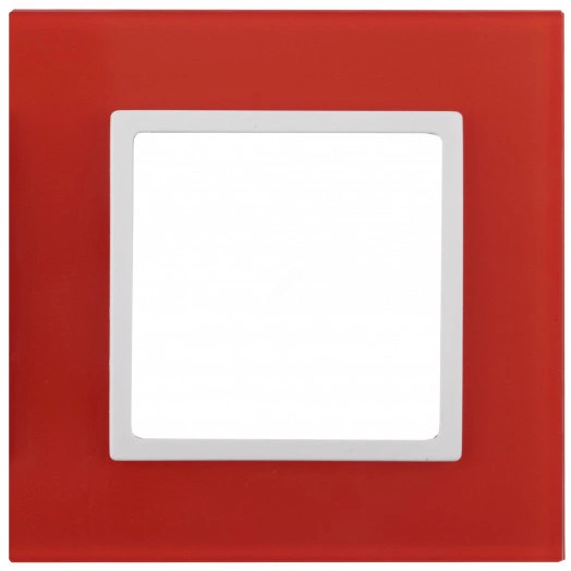 Рамка на 1 пост, стекло, Эра Elegance, красный+бел, 14-5101-23