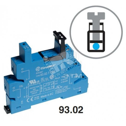 Розетка с винтовыми клеммами (с зажимной клетью) для реле 41 серии, питание 220В DC, в комплекте пластиковая клипса, опции: LED