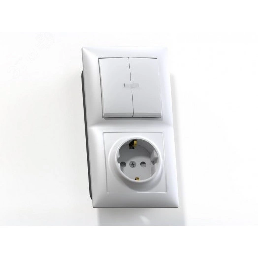 СЕЛЕНА Блок комбинированный с/у выключатель 2-хклавишный с подсв.+розетка 2К+З з/ш БКВР-424, сл.кость