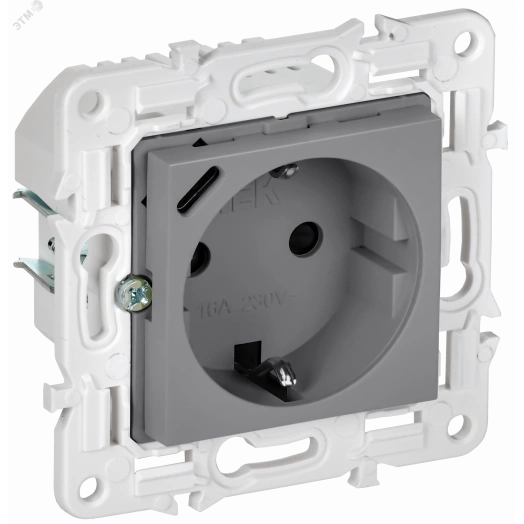 SKANDY Розетка с заземлением с защитными шторками 16А с USB C 18Вт SK-R17Gr серый IEK